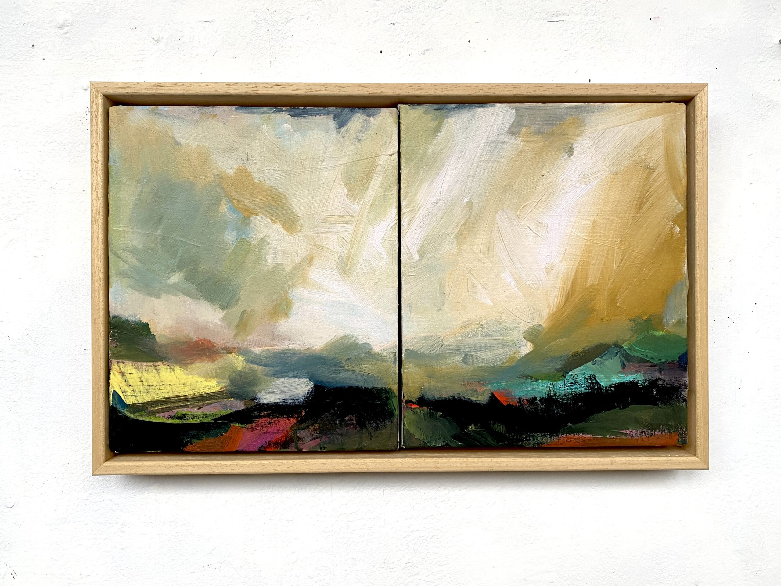 I wish that I could sit with you for one more afternoon. Diptych. 54x34cm Acrylic on canvas