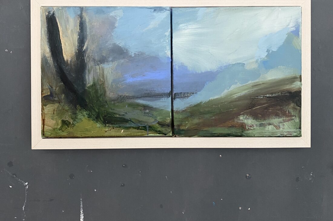 Broken boundary wimbledon common diptych acrylic on linen 65x35cm