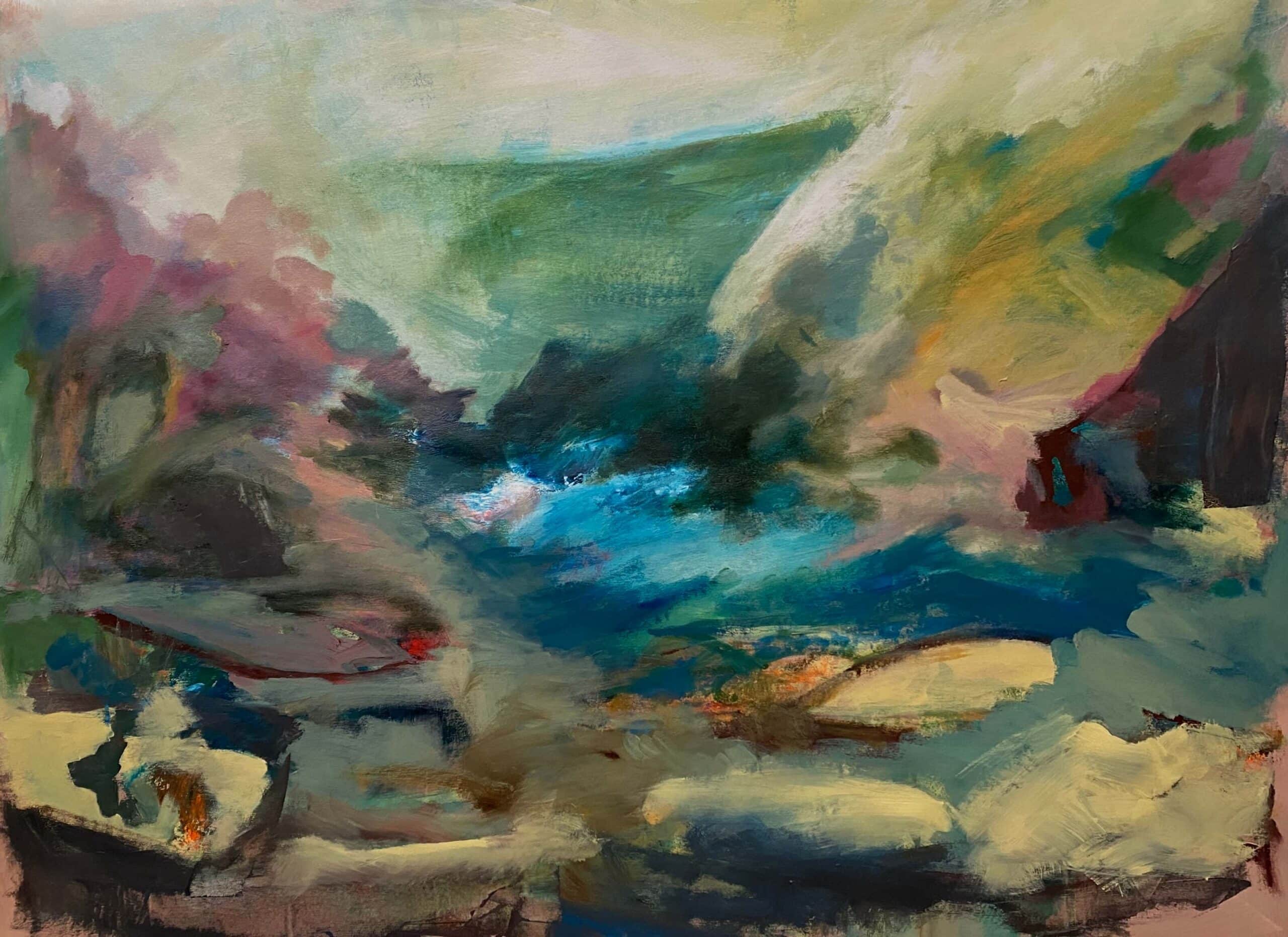 Avon river at shipley dartmoor 1750x1300cm acrylic on canvas copy scaled