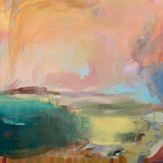 Golden rain falls over bantham estuary acrylic on canvas 152x114cm 1