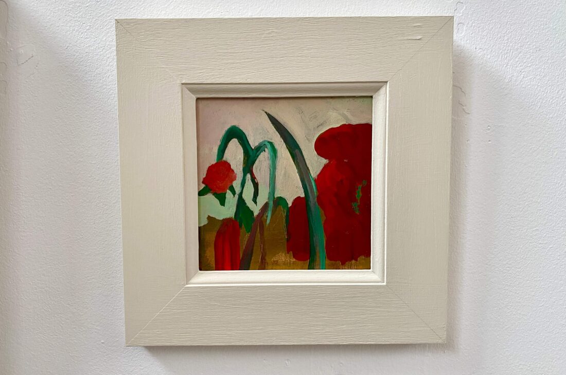 Roses are red 15x15 acrylic on wood