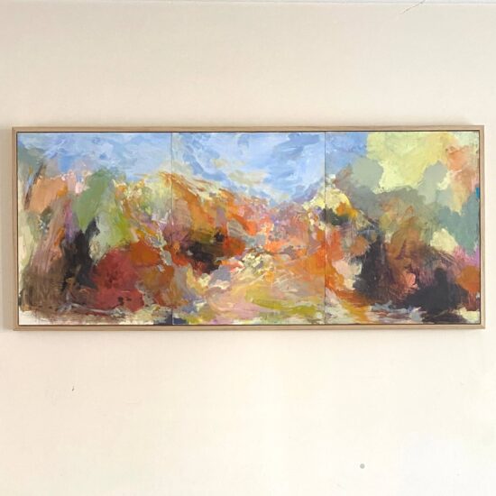 Perfect light and promises triptych acrylic on wood 125cm x 53cm