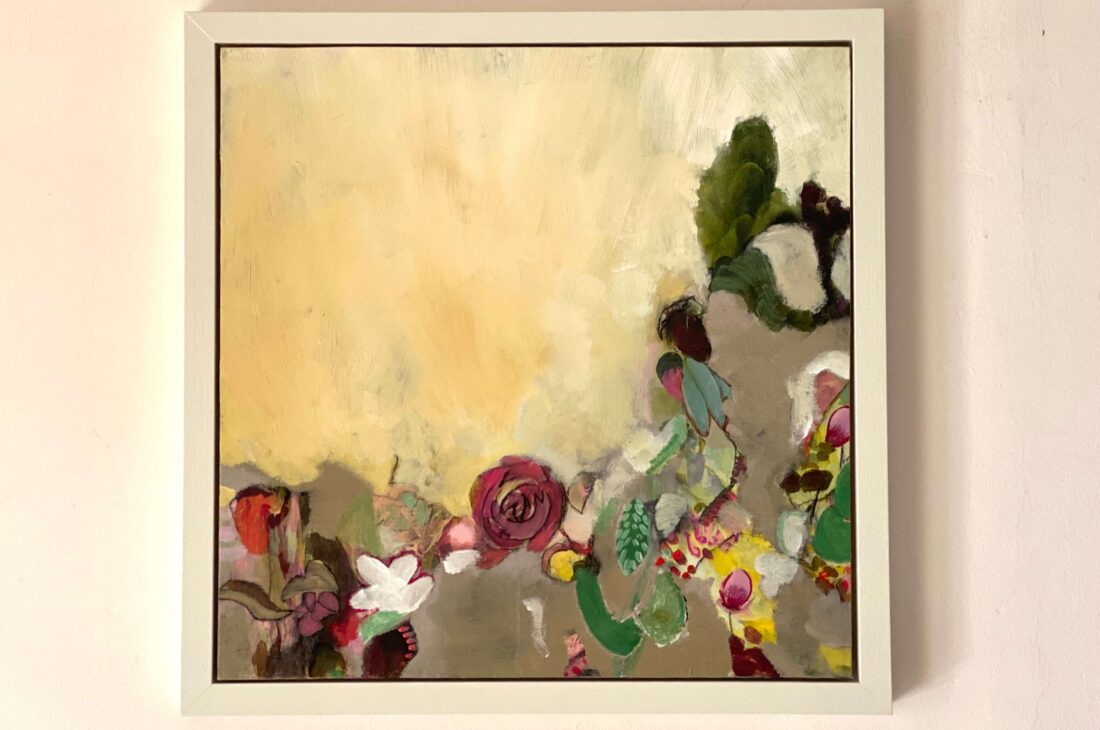 Tangled flower garden 50x50cm acrylic on linen board